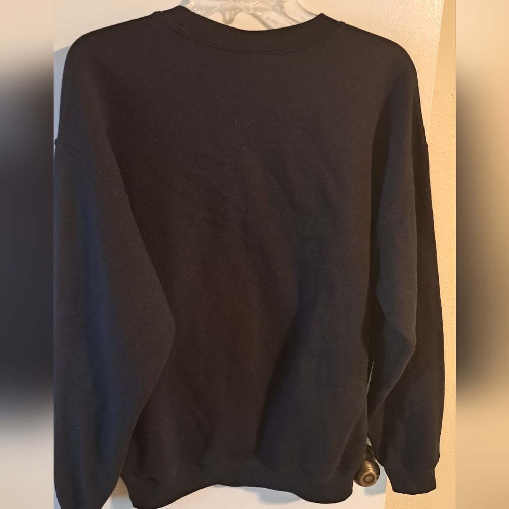 Whimsical Black Sweatshirt with Peach Butterflies. - Picture 3 of 3